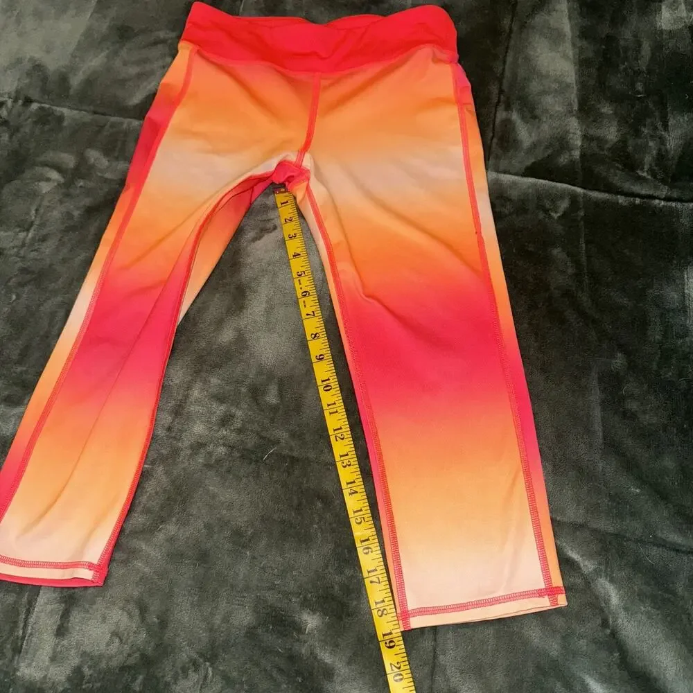 Old Navy‎ Active Leggings Girl's XL Orange Pink Ombre High-Waisted Athletic